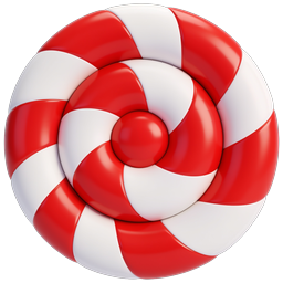 Red White Peppermint Candy Swirl 3D Icon