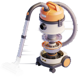Canister Vacuum Cleaner 3D Icon | Cleaning Appliance