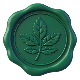 Icona sigillo in ceralia a foglia di cannabis | Distintivo 3D verde smeraldo