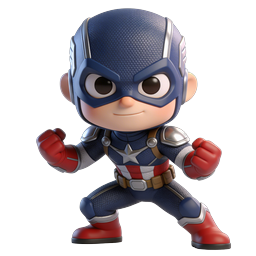 Cute Captain America Superhero 3D Cartoon Icon