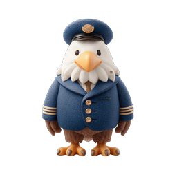 Captain Eagle Character - 3D Naval Officer Mascot Icon