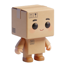 Cute Cardboard Box Character 3D Icon | Shipping Mascot