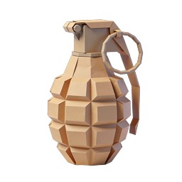 Cardboard Grenade 3D Icon | Papercraft Military Design