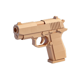 Cardboard Pistol 3D Icon - Papercraft Gun Design