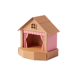 Cardboard Playhouse with Pink Curtain Stage Icon