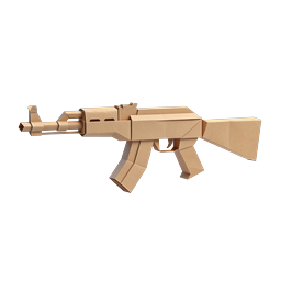 Cardboard AK-47 Rifle Low-Poly 3D Icon