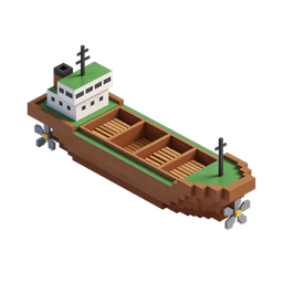 3D Boat Icon for Transportation and Logistics