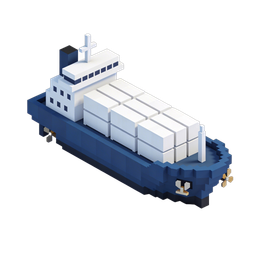 Stylized Cargo Ship Icon for Transportation and Logistics
