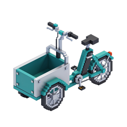 ไอคอนรถสามล้อบรรทุกสินค้าแบบ Isometric Voxel Art