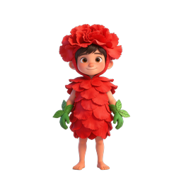 Carnation Child Character - 3D Floral Costume Icon