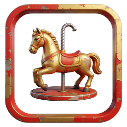Vintage Carousel Horse Icon - Weathered Retro Design