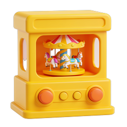 Cute Carousel Toy Machine 3D Icon for Kids Apps