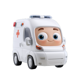Cute Cartoon Ambulance Character - 3D Medical Icon