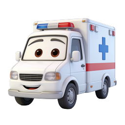 Cartoon Ambulance Icon - Cute 3D Medical Vehicle