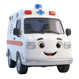 Cartoon Ambulance Icon - Cute 3D Medical Vehicle