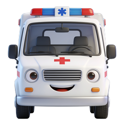 Cute Cartoon Ambulance Icon - 3D Medical Vehicle