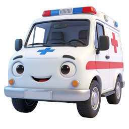 Cartoon 3D Ambulance Icon - Cute Emergency Vehicle
