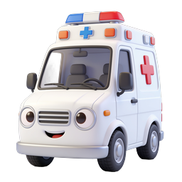 Cute Cartoon 3D Ambulance Icon for Medical Apps