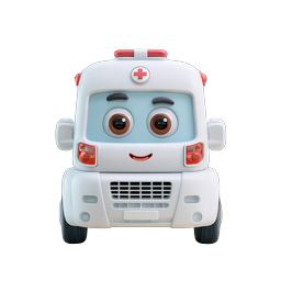 Cute Cartoon Ambulance Icon - 3D Clay Style