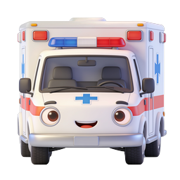 Cute Cartoon 3D Ambulance Icon | Medical Emergency