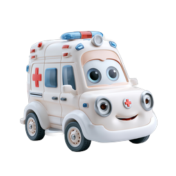 Cute Cartoon Ambulance Icon - 3D Emergency Vehicle