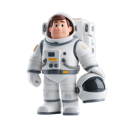 Cute 3D Cartoon Astronaut Character Icon