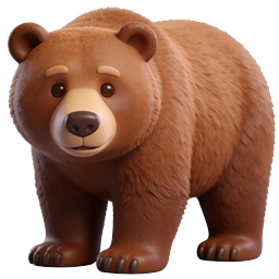 Cute Cartoon Brown Bear Icon - 3D Clay Style