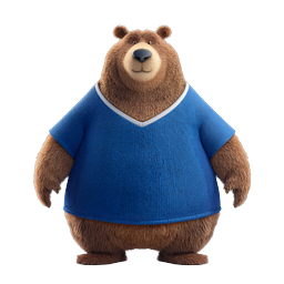 Friendly Cartoon Bear Mascot in Blue T-Shirt