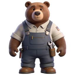 Friendly Cartoon Bear Worker Icon for Labor Themes