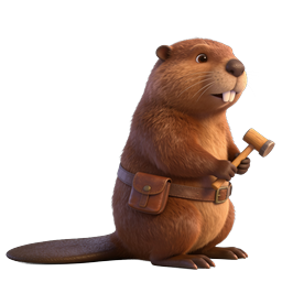 Cartoon Beaver Craftsman with Tool Belt 3D Icon