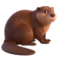 Cute Cartoon Beaver 3D Animal Icon | Wildlife Character