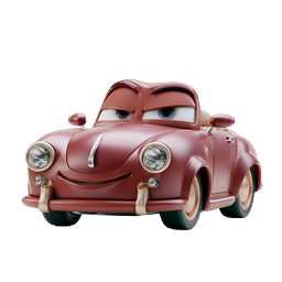 Cute Cartoon Beetle Car Character Icon | 3D Render