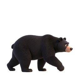 Cute Cartoon Black Bear 3D Character Icon