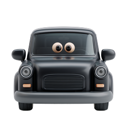 Cartoon Black Car Icon - Pixar Style Vehicle