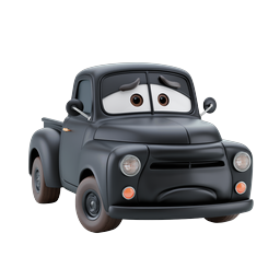 Cartoon Black Pickup Truck Character Icon