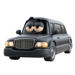 Cartoon Black SUV Limousine Character Icon