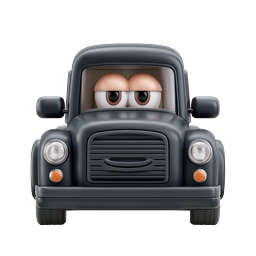 Cute Cartoon Black Truck Icon | 3D Animated Vehicle