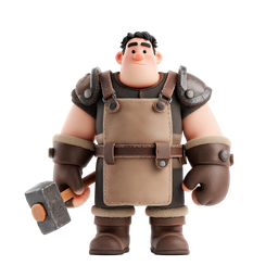 Cartoon Blacksmith Icon for Crafts and Trades