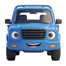 Cartoon Blue Car Icon - Friendly 3D Vehicle Character