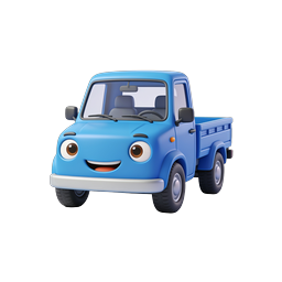 Süßes Cartoon-Charakter-Icon eines blauen Pickups