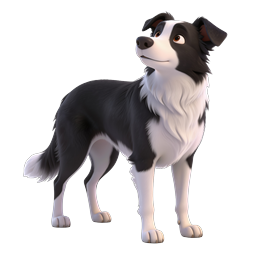 Cute Cartoon Border Collie Dog 3D Icon Illustration