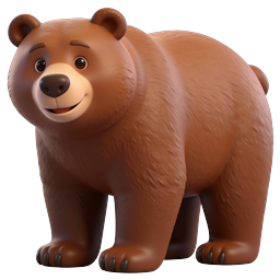 Cute Cartoon Brown Bear 3D Icon | Wildlife Character