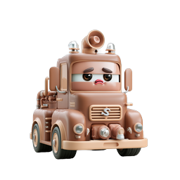 Adorable 3D Cartoon Brown Truck Character Icon