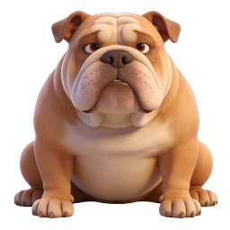 Adorable Cartoon Bulldog Puppy 3D Render Icon