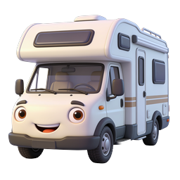 Cute Cartoon Camper RV Icon - 3D Clay Style