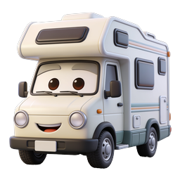 Cute Cartoon Camper RV 3D Render Icon