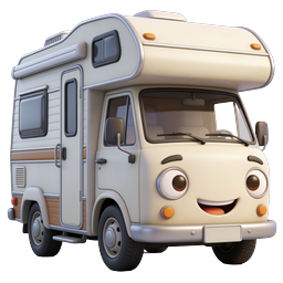 Icône 3D de camping-car de dessin animé mignon pour le voyage et l'aventure