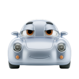 Cute Cartoon Car Character Icon - 3D Rendered