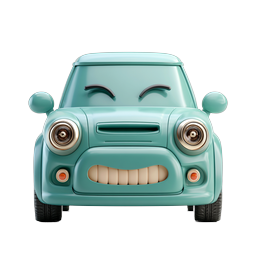Cute Cartoon Car Character with Expressive Face