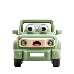 Cute Cartoon Car Character - 3D Clay Style Icon